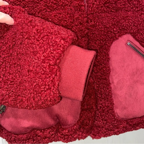 Type Alpha Teddy Jacket Cropped Red Coat Ladies Small Medium - see measurements - Picture 4 of 11